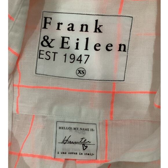 Frank & Eileen Hunter Classic Linen Shirtdress In Neon Pink Windowpane Size XS - Picture 11 of 14